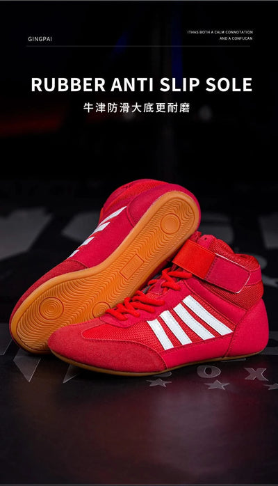 Boxing wrestling shoes children's adult training men women combat fighting Sanda high top shoes boots strength weightlifting gym