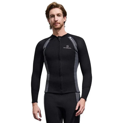 2025 New Men Women Wetsuit Top 3mm Neoprene Wetsuit Jacket Long Sleeve Front Zipper Swimsuit Surfing Diving Tops for Water Sport - Elanique