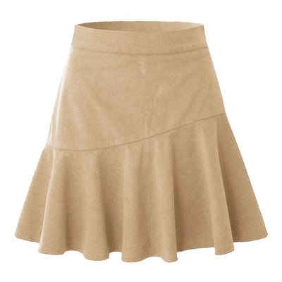 Women Ruffle Pleated Skirts Summer High Elastic Waist Plaid Zipper Skirt LDY-WW6615