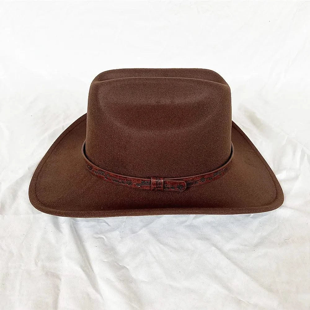 Men's Western Women's Cowboy Hat Army Green Men's Women's Cowboy Jazz Hat Wide Brim Felt Fedora Sombrero Hombre