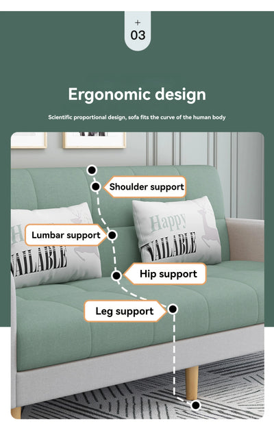 Small Unit Sofa Bed, Foldable Dual-purpose Double Bed, Home Office Nap, Three Person Sofa, Leisure Fabric, Lazy Sofa