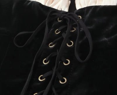 YENKYE Black Strapless Christmas Dress Sexy A Line Vintage Velvet Party Mini Dresses Elegant Women Dresses