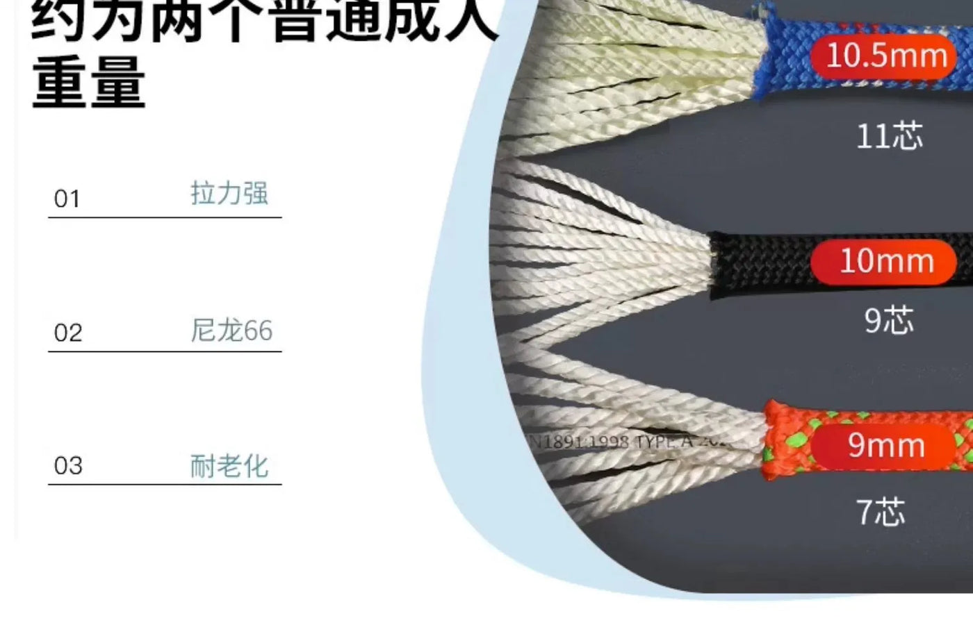 Φ:9mm-14mm,Static Ropes For Outdoor Climbing, High-Altitude Operation, Rapid Descent, Safety Rope, Various Specifications,P738