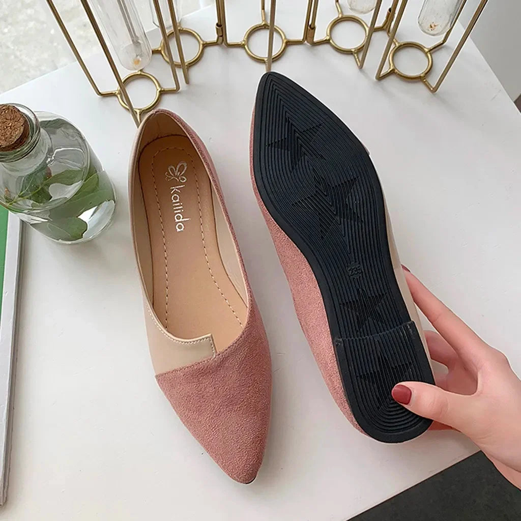 Women Shoes Fashion Splice Mule Flats Pointed Toe Ballerina Ballet Flat Shoe Zapatos Casual Slip On Shoes Mujer Loafers