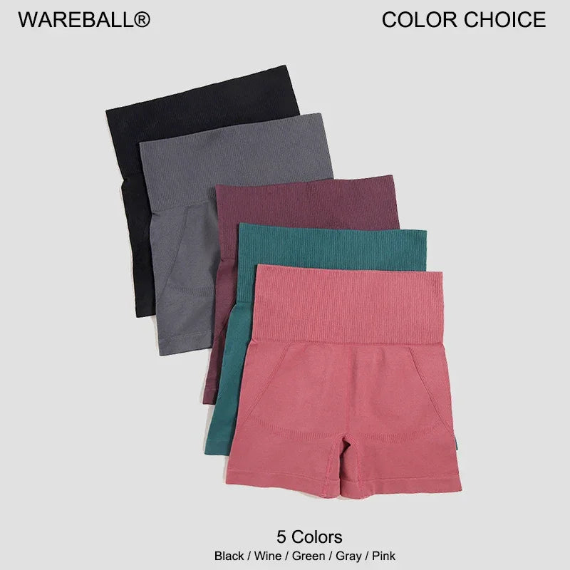 WAREBALL Sports Shorts For Women Cycling Jogging Fitness High Waist Booty Push Up Gym Shorts Female Tight Leggings Yoga Clothing