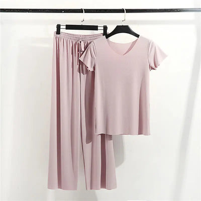 Female Home Clothes 2 Pieces Set Lady Home Suit Summer Women Lounge Wear Autumn Loose Homewear Suit for Women Pajamas Pants Set