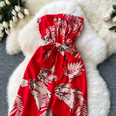 Women's Jumpsuit Elegant Sexy Suspender Printed Jumpsuits Casual Hip Waist Overalls Romper For Women Spring Summer 2024