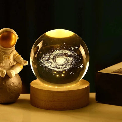 6cm 3D Crystal Ball Stitch Pikachu Doraemon A Dream Hello Kitty Crystal Planet Night Light Laser Carving Children's Gifts