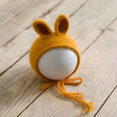 Knitted Handmade Rabbit Hat | New-born Photography Props |Adjustable Infant/ Baby  Headwear