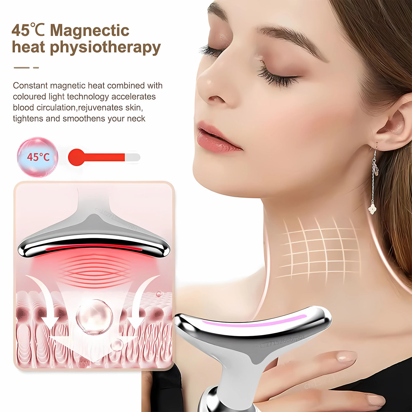 Neck Massager Multi-function to remove neck lines decree lines vibration hot beauty massager EMS electric neck instrument