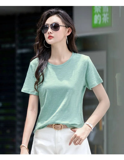 Oversized Summer T shirts for Women Casual Female Korean Streetwear Tees Unisex Basic Solid Young Cool Tops