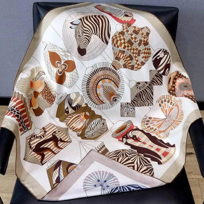 100% Real Silk Scarf  Square Head Scarves Hijab for Hair Wrapping 90cm