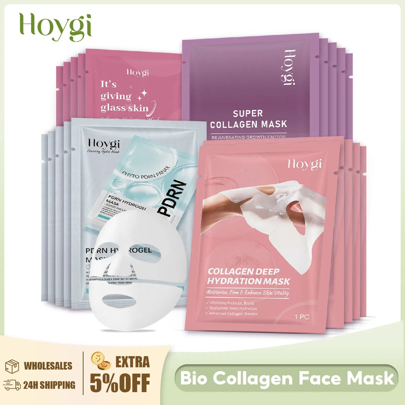Collagen Face Mask Anti Aging Firming Moisturizing Refreshing Shrink Pore Brightening Overnight Mask Hyaluronic Acid Facial Mask