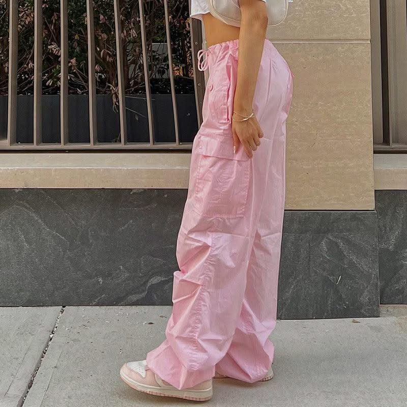 Low Waist Parachute Loose Baggy Sweatpants Trousers Women Jogger Cargo Pants Streetwear Outfits