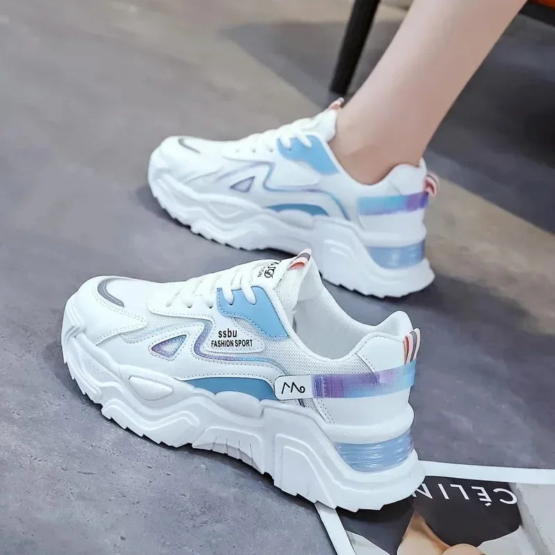 Sports shoes for women 2025 new fashion Korean version trendy fly woven breathable anti slip lightweight running shoes