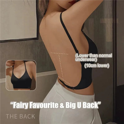 Women Invisible Bra Deep U Plunge Bras Backless Top