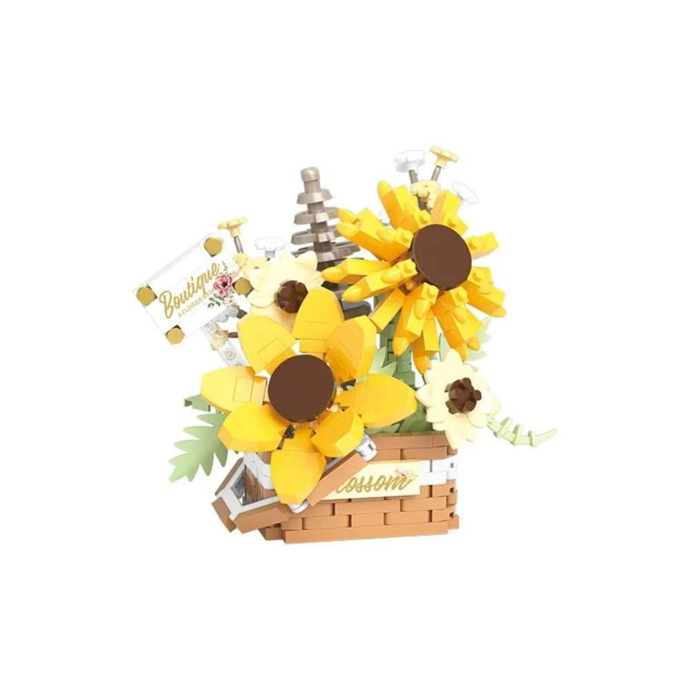 Garden Romantic Bricks DIY Potted Plants Model Bag Eternal Basket Bonsai Flower Succulents Building Blocks