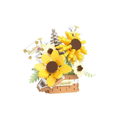 Garden Romantic Bricks DIY Potted Plants Model Bag Eternal Basket Bonsai Flower Succulents Building Blocks