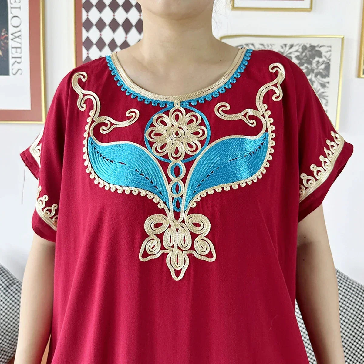 New Dubai Lady Party Summer Solid Cotton Dress with Scarfs African Dashiki Women Maxi Cotton Embroider Loose Vestidos