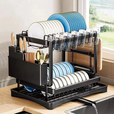 Kitchen drain rack dish rack household utensils knives and forks storage racks Tabletop drying bowl rack kitchen organizer