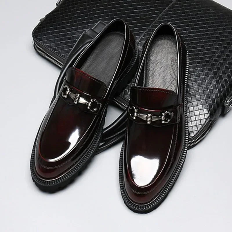 Men's Dress Leather Shoes Horse Street Buckle High Quality Men's Oxford Shoes Wedding Party Office Formal Shoe Large Size 38-48