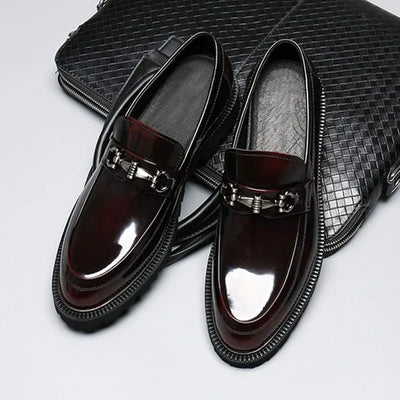 Men's Dress Leather Shoes Horse Street Buckle High Quality Men's Oxford Shoes Wedding Party Office Formal Shoe Large Size 38-48