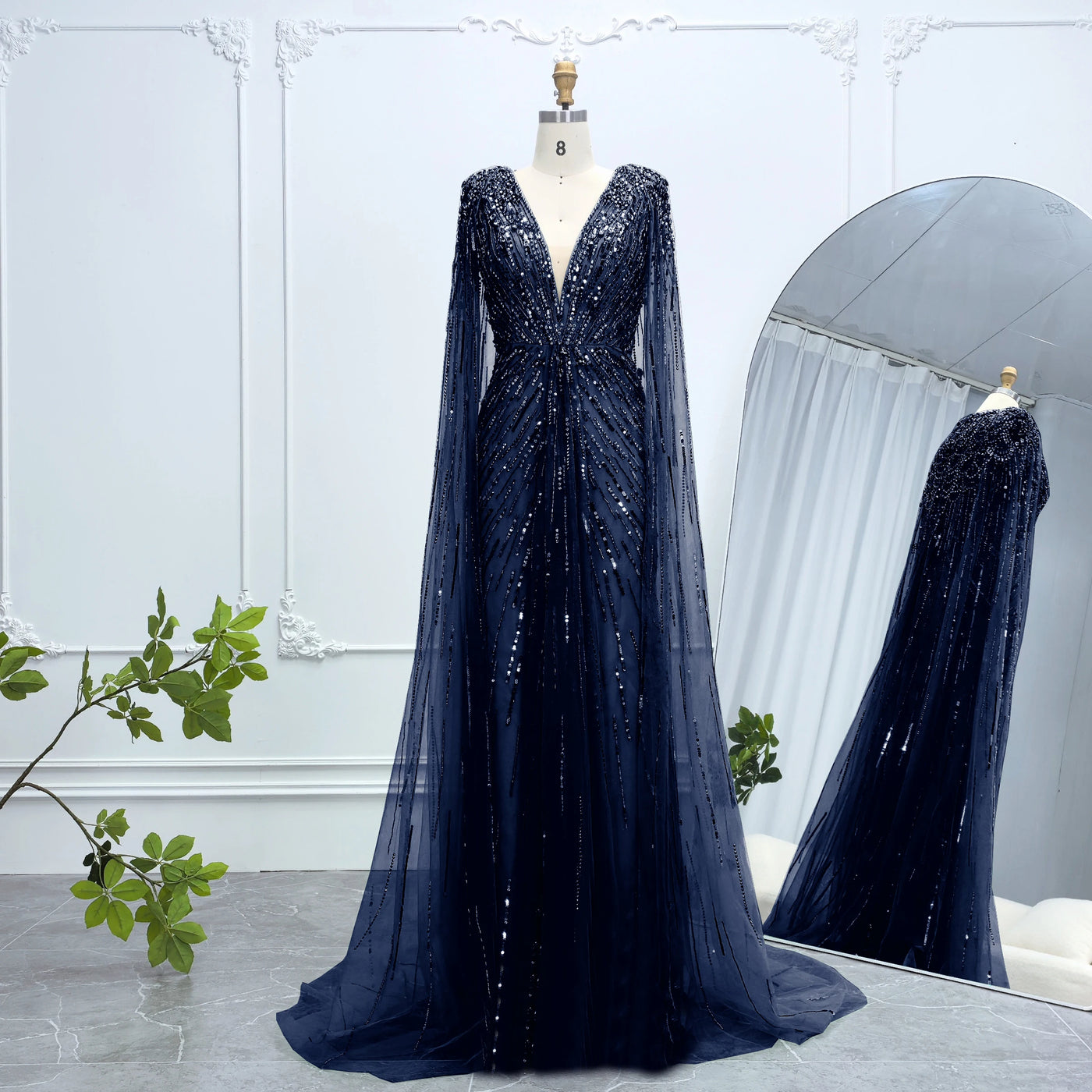 Alice CollectionPro Sage Green Luxurious Women's Evening Dresses 2025 with Cape Sleeves Champagne Long Wedding Dress Customized