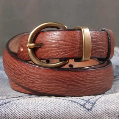 Genuine Leather Brass Buckle Belt for Women | Jeans Casual Dress |  Ladies Designer Trendy Belts Waistband