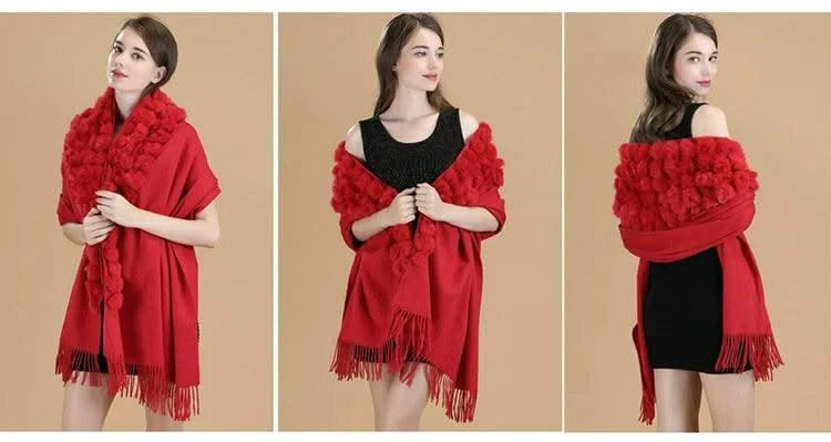 Winter Thick  Genuine Rabbit Fur Scarf for Women