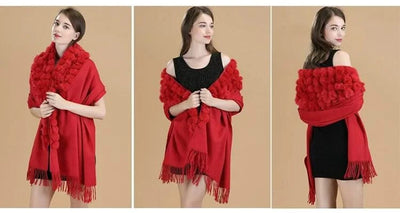 Winter Thick  Genuine Rabbit Fur Scarf for Women