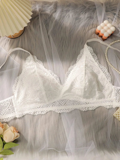 Women's plus size bra embroidered lace flower without steel ring gathering push up bra comfortable close fitting bra MR2608