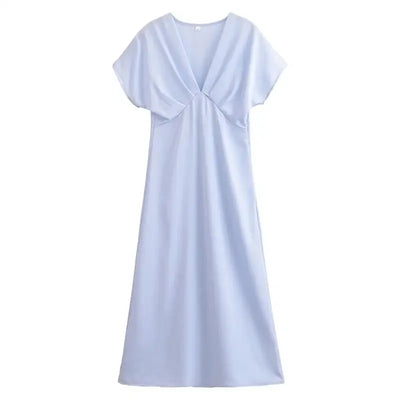 Women's 2025 New Dresses Summer Elegant Fashion Slim V-neck Street Holiday Long Dress Young Women Chic Comfortable Dress
