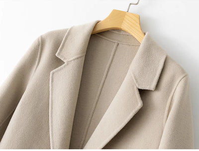 2023 New Women's Coat Pure Wool Plaids and Tweedst Fashion Camel Women's Coat Elegant Trench Coat