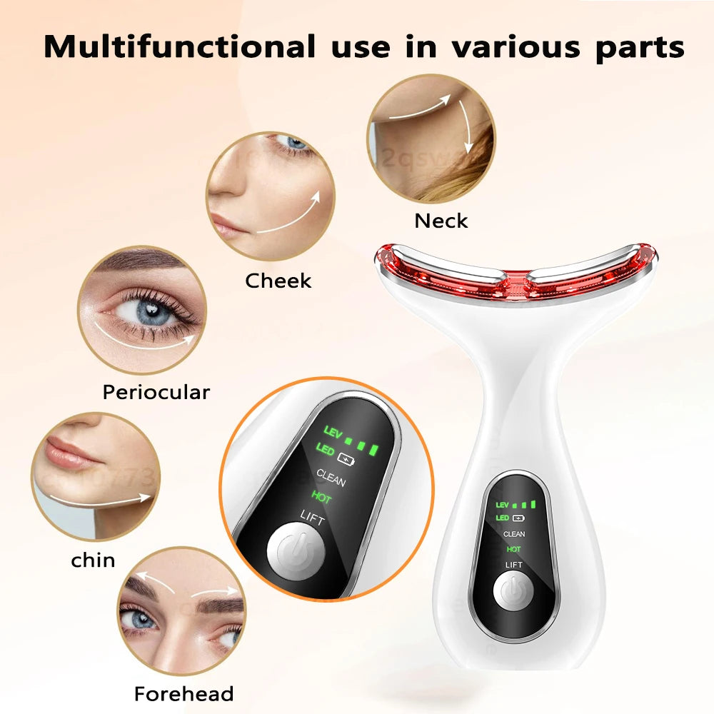 Neck Face Device Vibration Massage for Face and Neck Face Lifting Machine Microcurrents Red Light Therapy Anti Wrinkle