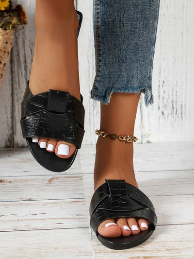 Designer Woman Flat New Slippers Woven with Comfortable Women's Shoes Casual Bottom Slippers Women's Shoes Summer