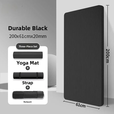 Men's Fitn Yoga Mat Thiened 20mm Wide Long Anti-slip Sports Yoga Mat Home Use Exercise Equipment l Rubber Pure Color