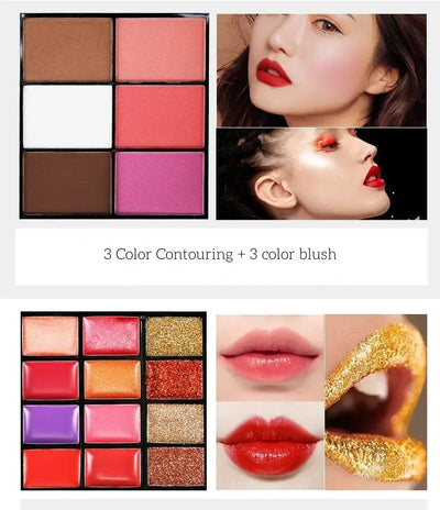 74 Colors Eyeshadow Lip Gloss Pearlescent Matte Concealer Flash Lipstick Women Cosmetics Professional Gift Box Christmas Makeup