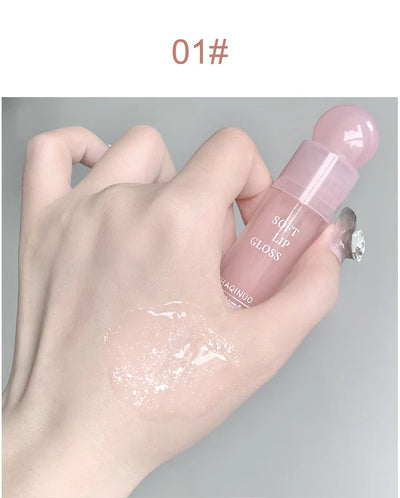 Moisturizing Lip Honey with Pearlescent Glitter - Nourishing Lip Care Oil for a Dewy, Water-Light Shine - Perfect for Stacking a