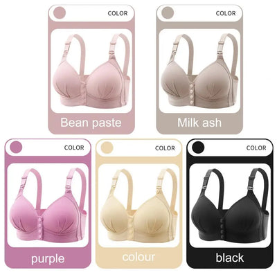 Breathable Bra Front Button Closure Push Up Bra for Women with Adjustable Straps Plus Size Support No Wire Design for Ladies