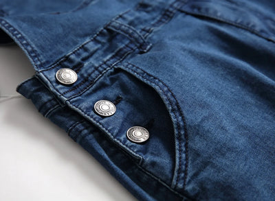 Men's Spring and Autumn Jeans, New Style Retro Casual All-match Ripped Dungarees, Fashionable High Street Trendy Brand Dungarees