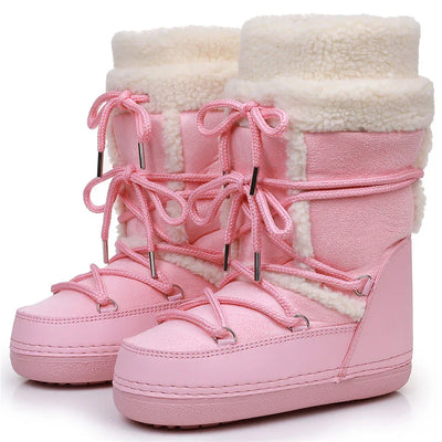 Snow Boots for Women Hairy Fuzzy Fluffy Furry Fur Boots 2025 Winter Boots for Women Waterprrof Pink Black White Fur Snow Boots