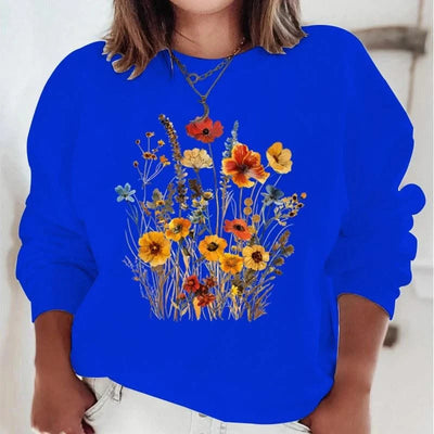 Women's Sweatshirts Wildflowers Boho Vintage Flower Design Hooded