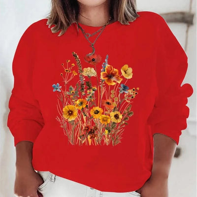 Women's Sweatshirts Wildflowers Boho Vintage Flower Design Hooded