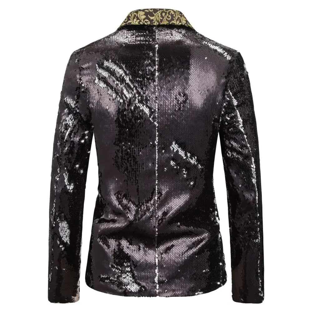 Men's Suit Shiny two-tone sequin shawl Collar suit Men's Wedding Groom Singer Dance Sequin Suit Jacket DJ Club Stage Men's suit