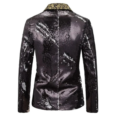 Men's Suit Shiny two-tone sequin shawl Collar suit Men's Wedding Groom Singer Dance Sequin Suit Jacket DJ Club Stage Men's suit