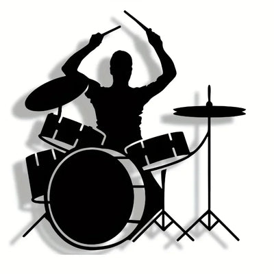 1pc wrought iron wall decoration for men playing drums, suitable for living room, bedroom, music room, suitable for music lovers