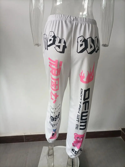 2024 New Women Fashion Elastic Waist Sports Casual Harem Pants Femme Joggers Trouser Printed Sweatpants