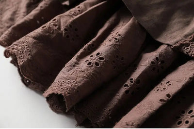 Vintage Chic Embroidery Linen Cotton Long Skirts Women Summer Elastic High Waist Pleated Maxi Skirt Female Elegant A-Line Skirt