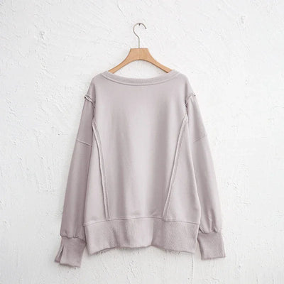 Oversized 100% Cotton Women Sweatshirts Long Sleeve Patchwork Open Side Streetwear Harajuku Pullovers Autumn Clothes For Women