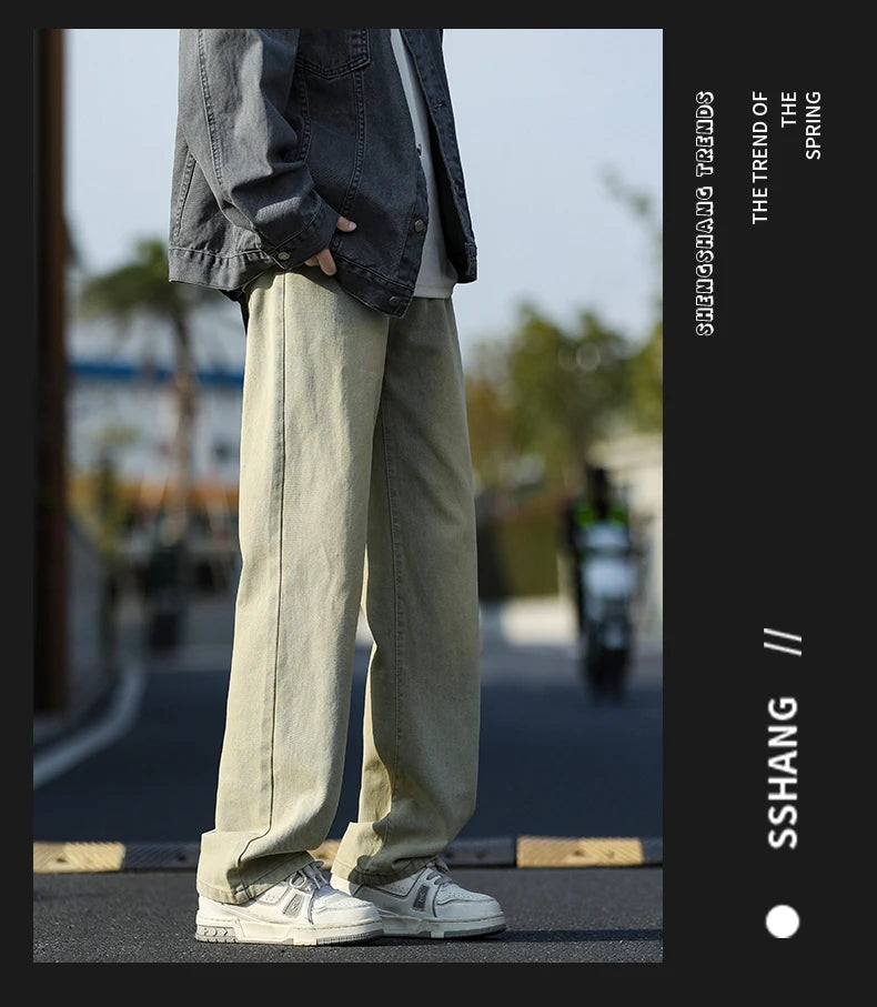 2025 New Men's Baggy Casual Jeans Male High Street Straight Leg Denim Pants American Classic Retro Autumn Casual Long Trousers